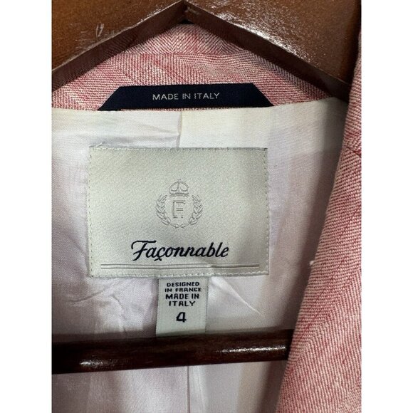 Faconnable 100% Linen Blazer Soft Red/Pink Jacket Made in Italy Sz 4 EUC Luxury - Picture 6 of 16